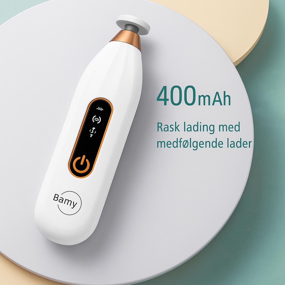 Bamy Negletrimmer TR3 med 400 mAh-batteri og rask lading med medfølgende lader